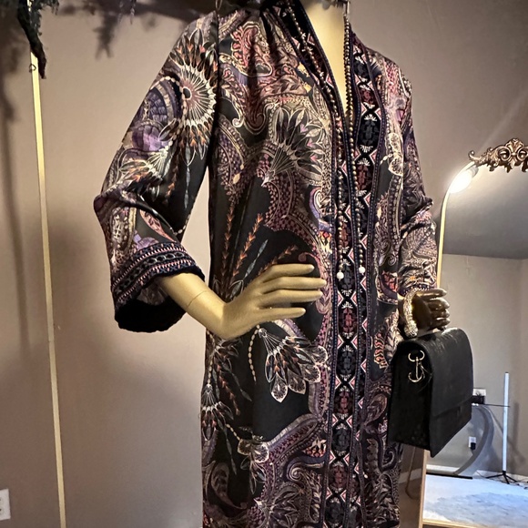 "Bohemian Silk & Velvet: Johnny's Signature Purple & Black Kimono" - Picture 2 of 11